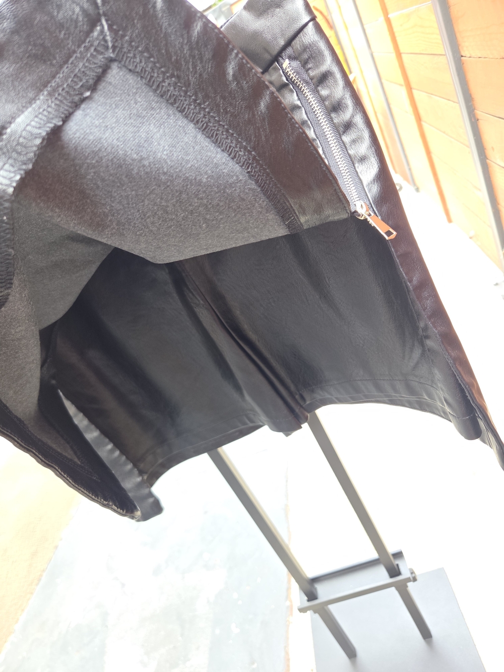 Black Faux Leather Zip-Pocket Mini Skort (12-16) - Picture 2 of 7